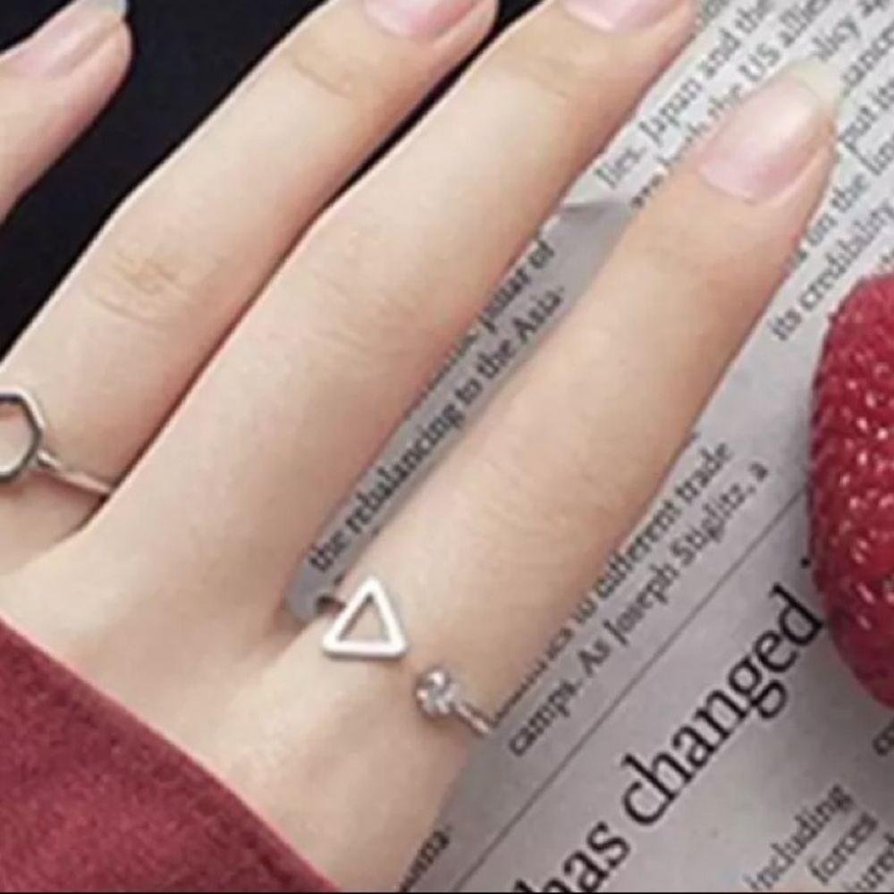 NEW!💙💎MODERN! TRIANGLE! GEOMETRIC RING!💎💙OPEN! - Picture 1 of 8